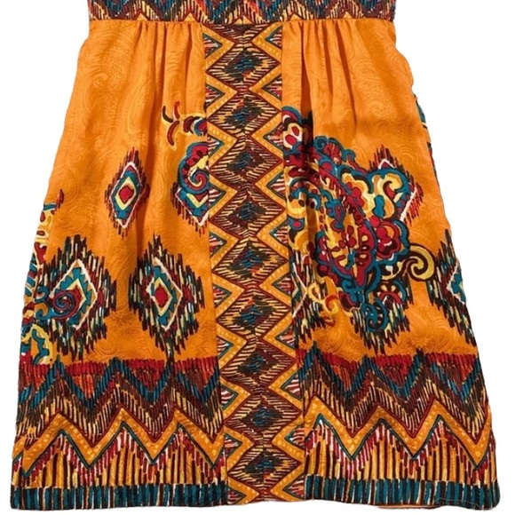 RARE!!! - Phoebe Couture Silk Orange Multicolored Sleeveless Print Dress Size 2 - Picture 7 of 8